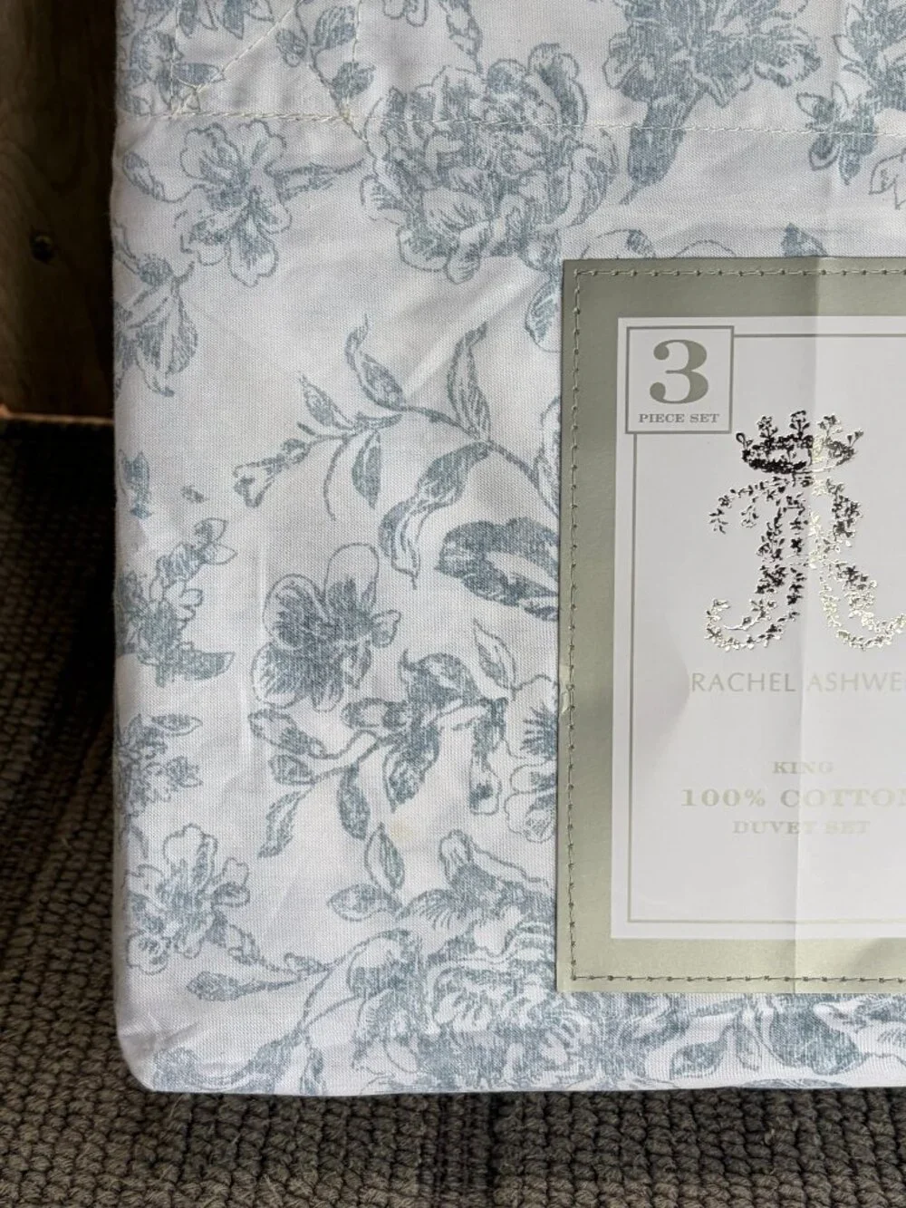 Rachel Ashwell Shabby King Size Cotton Duvet Set - BLUE Floral (106
